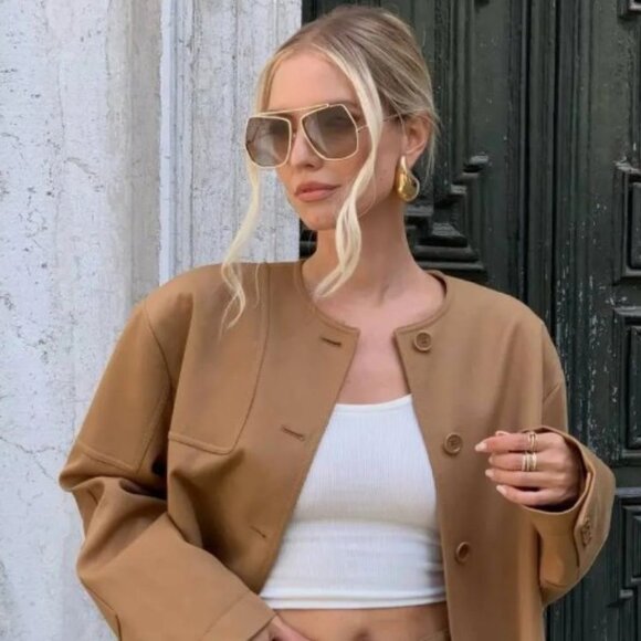 MaxMara ELSA MM0006 08A Geometric Sunglasses - Ruthenium/Smoke - Picture 9 of 14